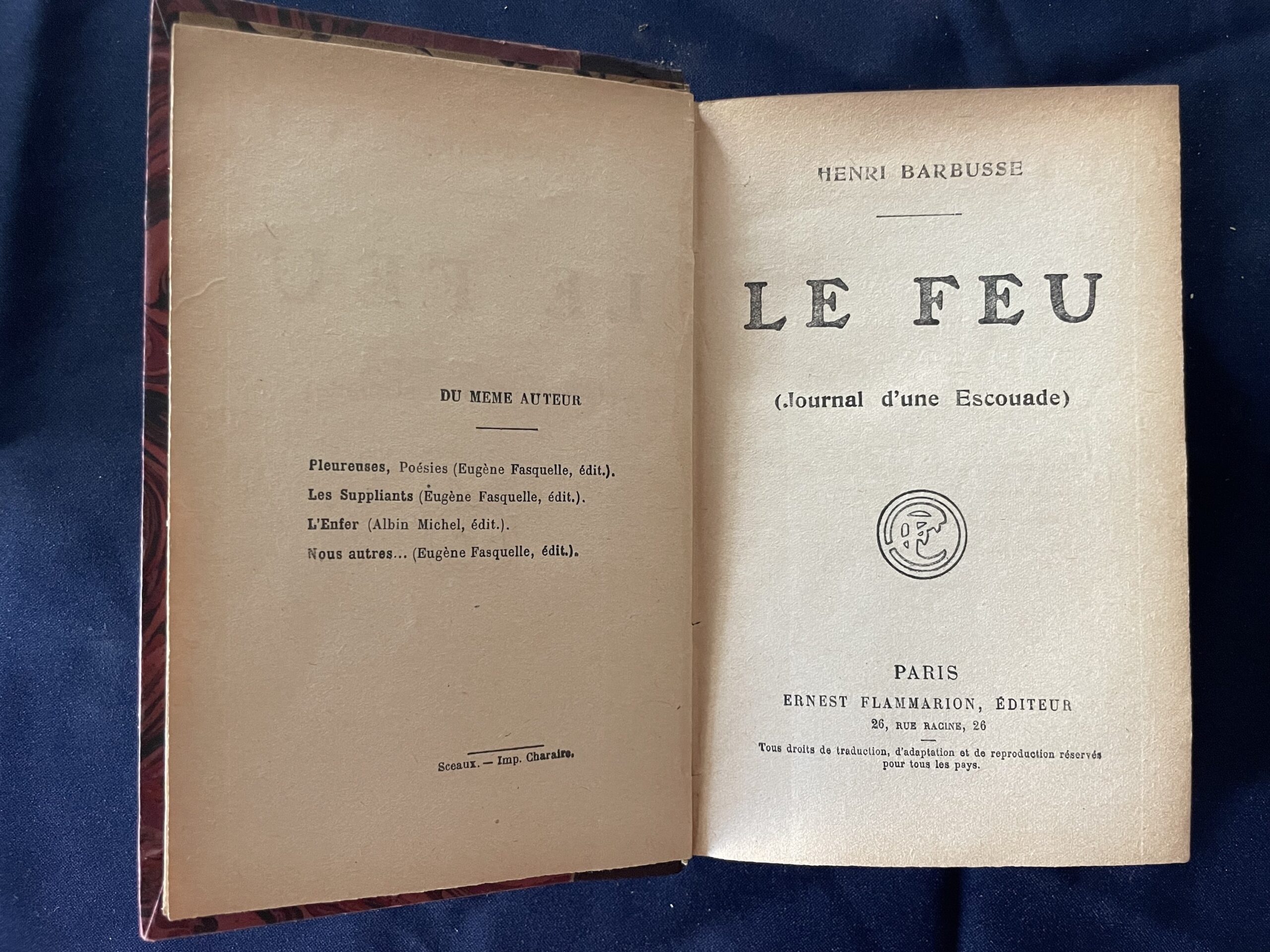 Le Feu 1916 Henri Barbusse Livres Anciens Et Rares Le Feu 1916 Henri Barbusse Livres Anciens Et Rares